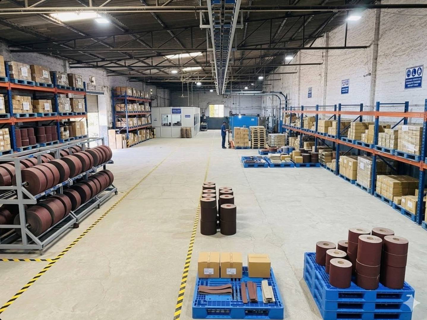 Industrial metal grinding with sparks